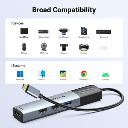 MOKiN USB C Hub, 5 in 1 USB CMultiport Adapter 8K HDMI, 100W PD, 3 USB-A Data - Image 7