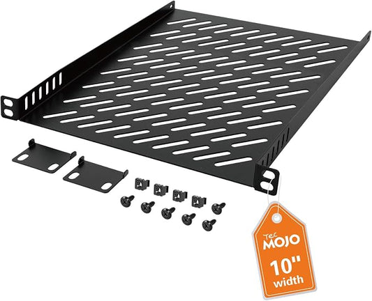 Tecmojo 0.5U Rack Mount Shelf for 10" Server Rack, 10.23" Deep Vented by Tecmojo