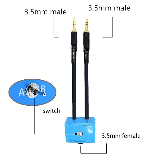 15ft Sound Channel swicher 1/8" aux Input 3.5mm Female to 2X 3.5 Output Switch - Image 2