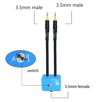 1ft Sound Channel swicher 1/8" aux Input 3.5mm Female to 2X 3.5 Output Switch - Image 2