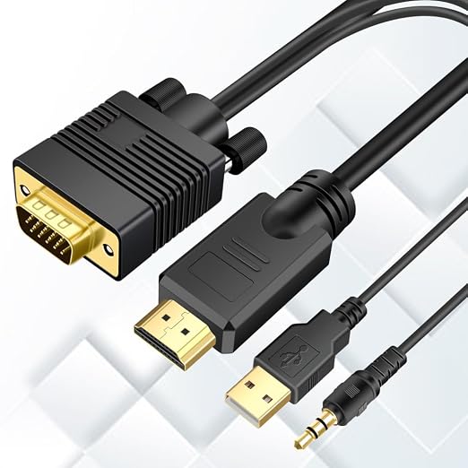 VGA to HDMI Cable 15ft with Audio, VGA to HDMI Adapter Cable Compatible Well by techfollower