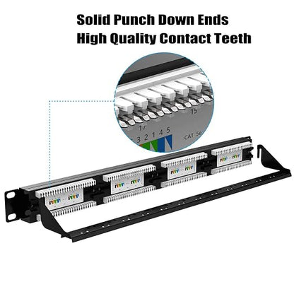 AMPCOM Premium Series CAT5/5e 24 Ports Patch Panel, Rack Mount - Image 6