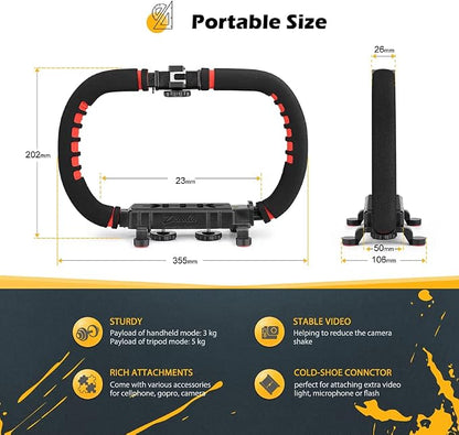 Zeadio Camera Smartphone Stabilizer, Handle Grip Handheld Video Rig, - Image 6