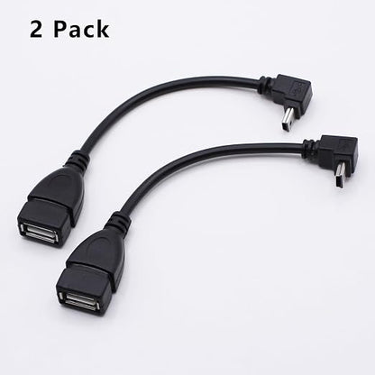 90 Degree Mini USB to USB A OTG Adapter Cable 5.5in Down Angle Mini USB 5-Pin - Image 3