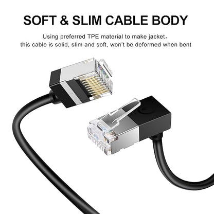 Ultra Thin Cat 6 Ethernet Cable 90° Downward Angle 15 Feet, Flexible & Slim - Image 2