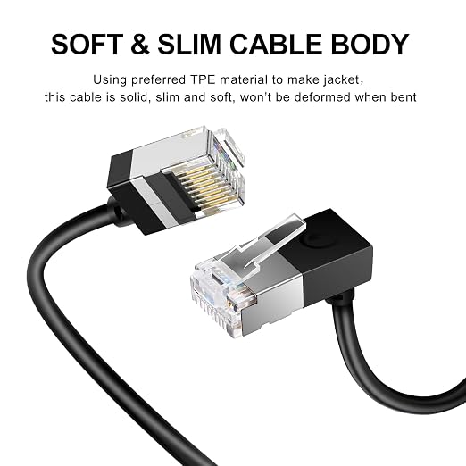 Ultra Thin Cat 6 Ethernet Cable 90° Downward Angle 15 Feet, Flexible & Slim - Image 2