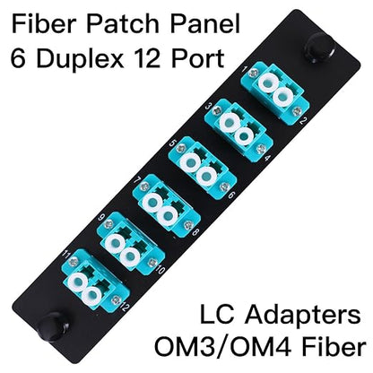 6 Duplex 12 Core LC Adapters LGX Footprint OM3 Fiber Patch Panel Loaded 12 - Image 2