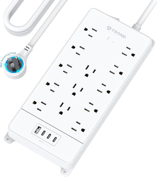 TROND 360° Rotating Flat Plug, Surge Protector Power Strip, 13AC Widely Spaced by TRONDOfficial