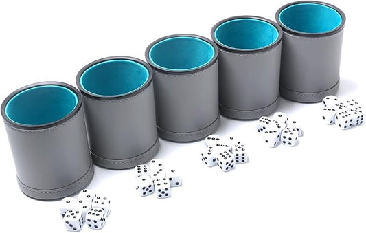 5 Pack PU Leather Dice Cups Felt Lining Quiet Shaker - Image 2