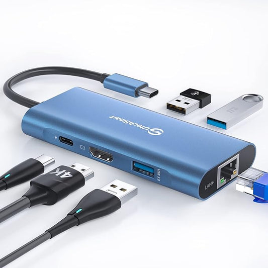 UtechSmart USB C Hub, Ethernet Multiport Adapter 6 in 1 USB C to HDMI Dock by UtechSmart
