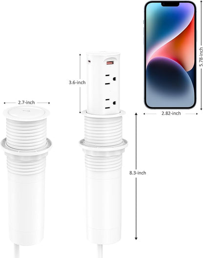 Pop up Outlet for Countertop, 2.5-inch Hole Desktop Power Grommet, Recessed - Image 7