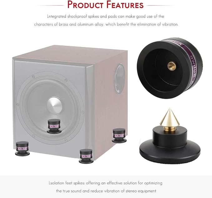 Tertullus 4 Pcs Aluminum Speaker Spike+Isolation Feet - Image 2