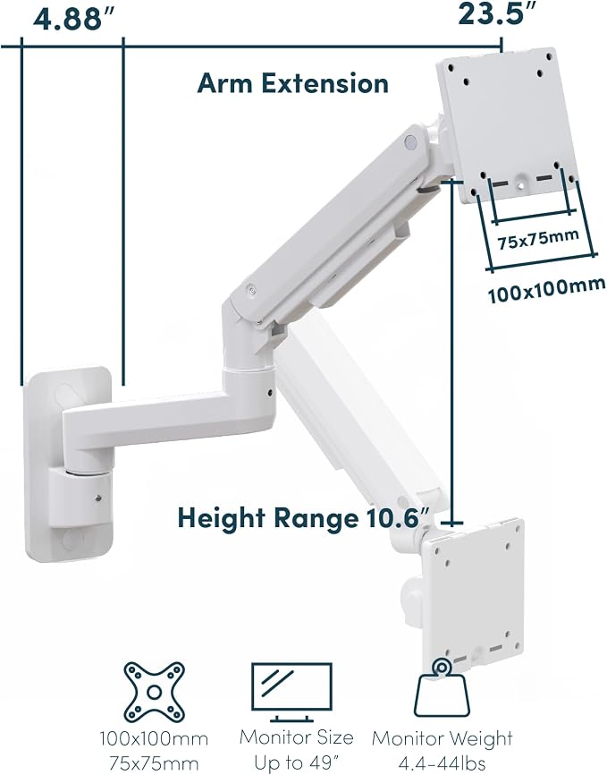 Monitor Wall Mount for 17-49 Inch Ultrawide Monitors, Single Monitor Arm Holds - Image 7