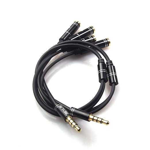 REXUS Black 2-Pack 3.5mm Y Splitter Stereo Audio Cable 4-Pole Male to 2 Female - Image 3
