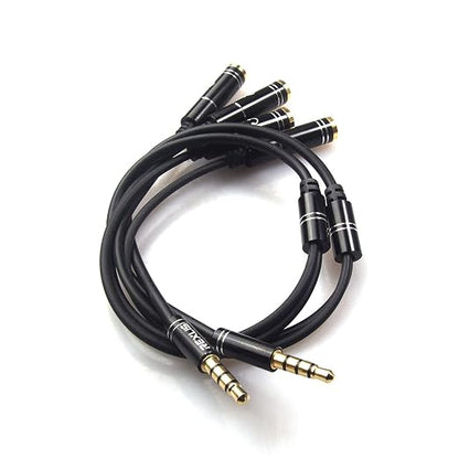 REXUS Black 2-Pack 3.5mm Y Splitter Stereo Audio Cable 4-Pole Male to 2 Female - Image 3