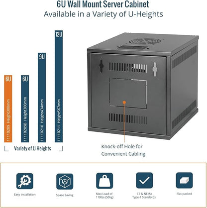 Tecmojo 6U 10 inch Rack, Wall Mount Network Cabinet Set, 12.3W x 13D x 11.8H- - Image 5