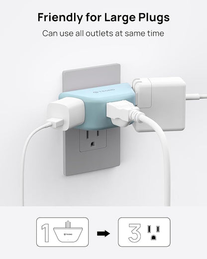 TROND Outlet Extender, 3 Way Angled Plug Splitter, 3-Prong Grounded Wall Outlet - Image 3