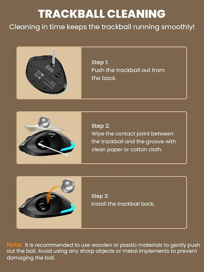 SABLUTE Wireless Trackball Mouse, Ergonomic Bluetooth Rechargeable Computer - Image 7