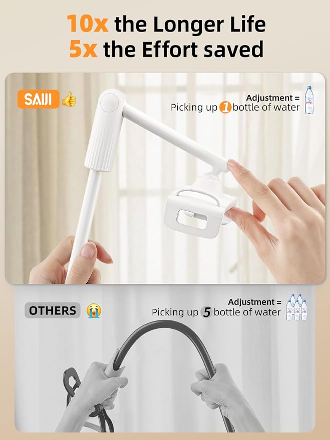SAIJI Gooseneck Tablet Holder for Bed, One-Hand Adjustable, Upgraded Base - Image 3