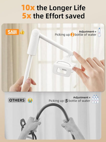 SAIJI Gooseneck Tablet Holder for Bed, One-Hand Adjustable, Upgraded Base - Image 3