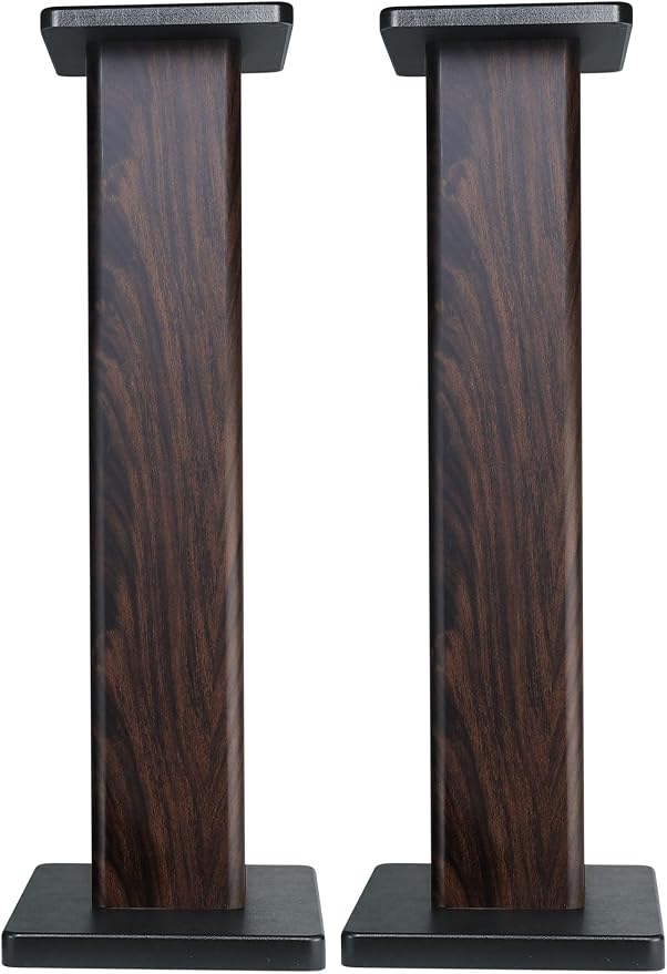 Rockville Pair RHT28D 28" Bookshelf Speaker Stands, Dark Wood Grain, 60 lbs - Image 3