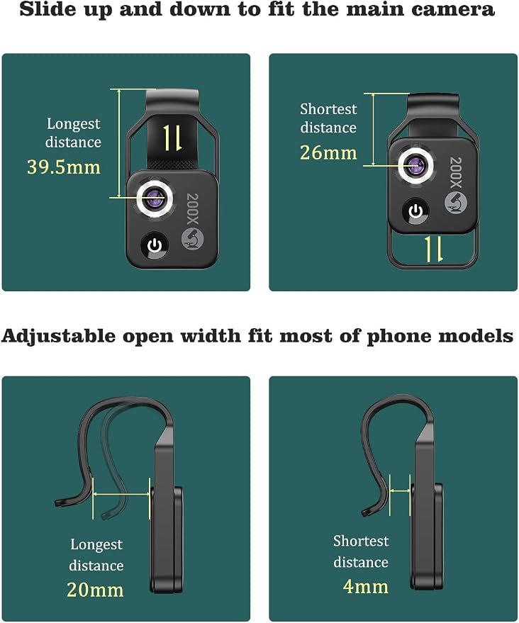 Phone Microscope with CPL Lens/LED Light, Nano Zoom 200X Pocket Microscope - Image 5