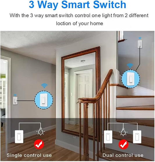 Nexete 3-Way Smart Wi-Fi Wall Light Switch Work - Image 2