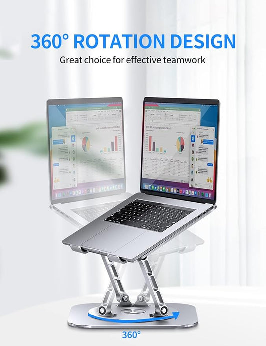 Adjustable Computer Stand with 360 Rotating Base, Ergonimic Foldable Laptop - Image 2