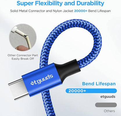 Long USB C Cable, etguuds Fast Charging USB A to Type C Charger Cable Braided - Image 5