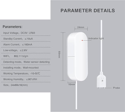 Wengart WiFi Water Leak Detector, Smart Water Sensor Alarm - Image 7