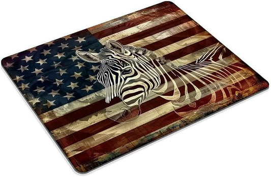 Square Mouse Pad Black and White Zebra and National Flag-1, Gaming Mouse Pads - Image 2