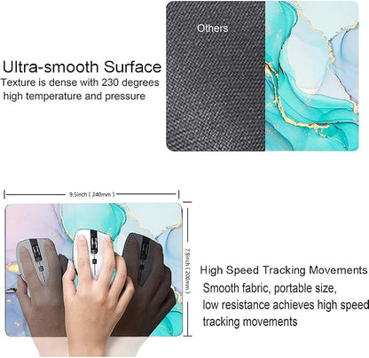 Mouse Pad, Cyan Blue Marble Mouse Pad, Washable Square Cloth Mousepad - Image 3
