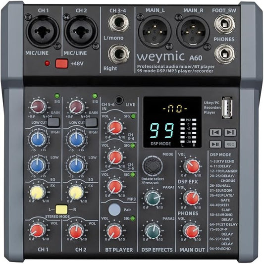 A-Series Professional Mixer for Recording DJ Stage Karaoke Music Application w/ by WEYMIC