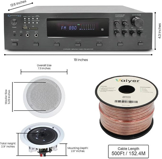 Vaiyer Home Theater System Kit, 6-Channel 6000 Watts Bluetooth Amplifier - Image 2