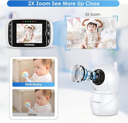 HelloBaby Monitor with Camera and Audio, IPS Screen LCD Display Video Baby - Image 3