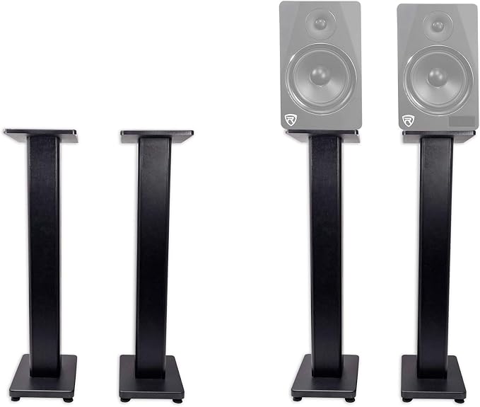 Rockville Pair RHTSB 36 Inch Bookshelf Speaker Stands, High-Performance Wood - Image 3