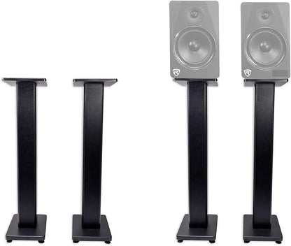 Rockville Pair RHTSB 36 Inch Bookshelf Speaker Stands, High-Performance Wood - Image 3
