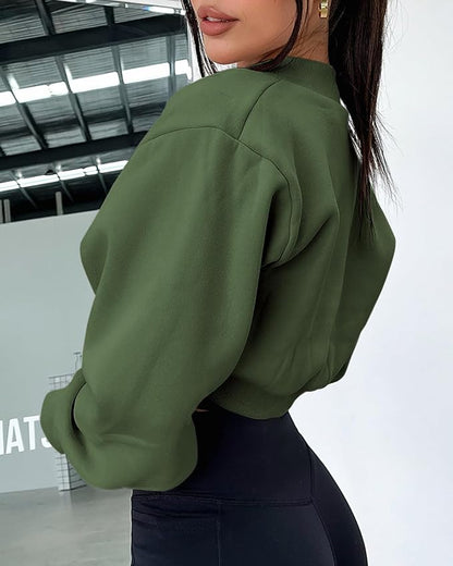 Zwurew Women's Bolero Shrug Long Sleeve Cropped Sweatshirt - Image 3