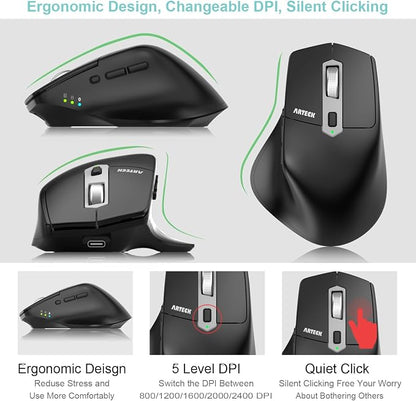 Arteck Multi-Device Wireless Bluetooth Mouse - Image 3