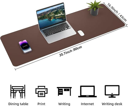 Desk Mat, 35.4" x 17" Leather Desk mat, Desk matt - Image 2