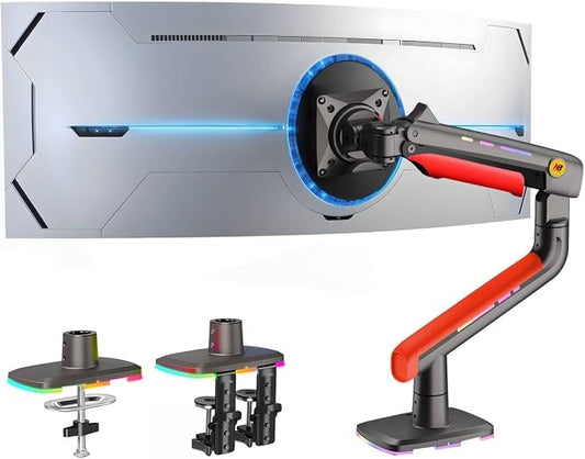 RGB Gaming Monitor-Arm for Flat/Ultrawide/Curved Monitors 32 to 60 inch by NBERGONOMIC
