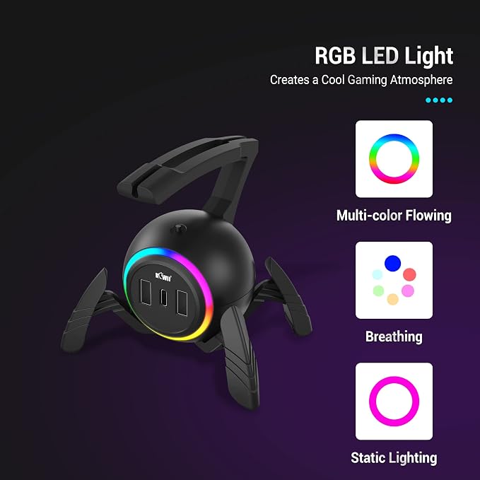 KIWIFOTOS Mouse Bungee RGB Gaming Mouse Cord Holder Controller, Upgraded - Image 4