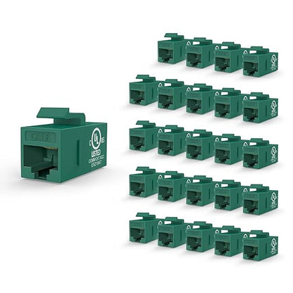VCE UL-Listed CAT6 Keystone Coupler 25-Pack, Ethernet Coupler Female to Female by VCE
