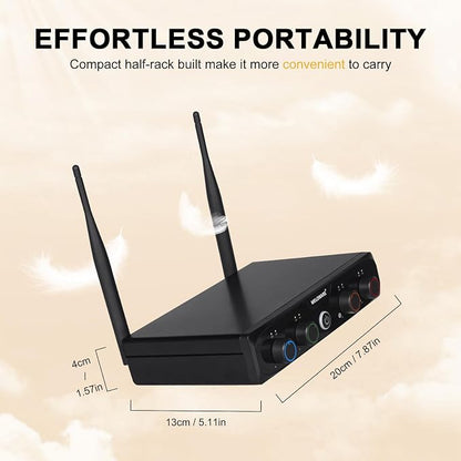 4-Channel Wireless Microphone System, UHF Compact Cordless Mic Set w/ 4x10 - Image 5