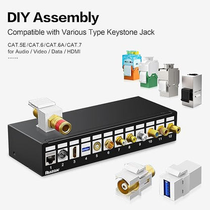 Patch Panel 12 Port 1U UTP/STP Blank Keystone Patch Panel Compatible - Image 5