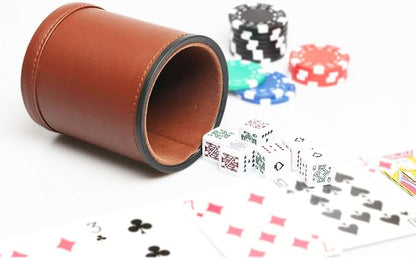Leatherette Dice Cup with Poker Dice, Felt Lining Quiet Shaker - Image 6