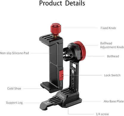 Cell Phone Tripod Mount, ULANZI ST-14 Smartphone Tripod Mount Adapter Aluminum - Image 7