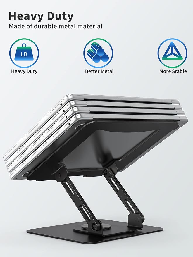 SOUNDANCE Laptop Stand with 360° Rotating Base, Ergonomic Computer Riser - Image 5