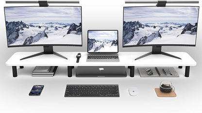 Dual Monitor Stand Riser 43.7 inch Large Extra Long Monitor Stand Riser Wide TV by WEGASTU