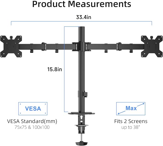 Suptek Dual Monitor Arm Desk Mount, Ultrawide Dual Monitor Arm - Image 2